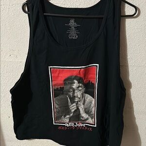 Black Graphic Crop Tank Top